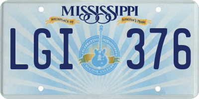 MS license plate LGI376