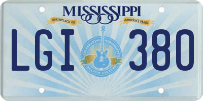 MS license plate LGI380