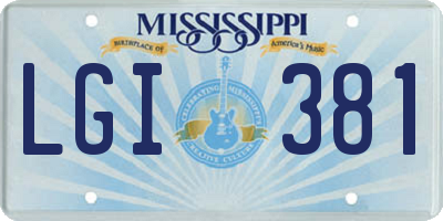 MS license plate LGI381