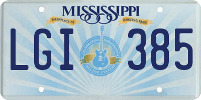 MS license plate LGI385