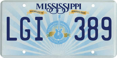 MS license plate LGI389