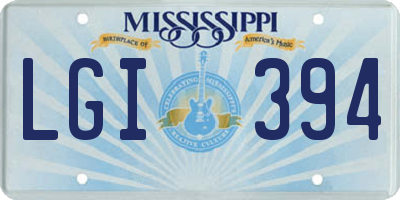 MS license plate LGI394