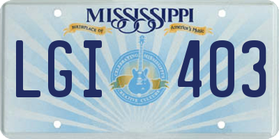 MS license plate LGI403