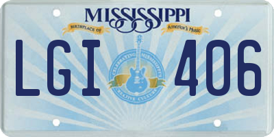 MS license plate LGI406
