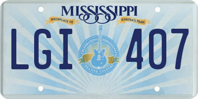 MS license plate LGI407