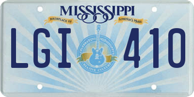 MS license plate LGI410
