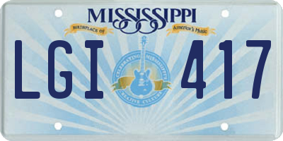 MS license plate LGI417