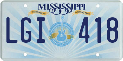 MS license plate LGI418