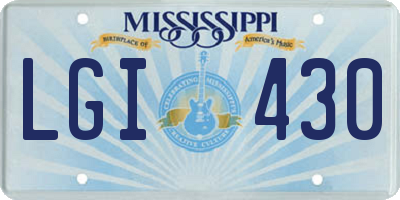 MS license plate LGI430