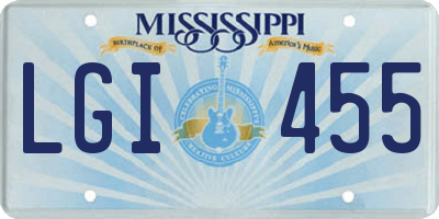 MS license plate LGI455