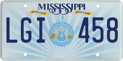 MS license plate LGI458