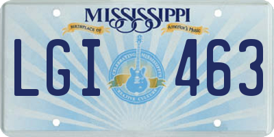 MS license plate LGI463