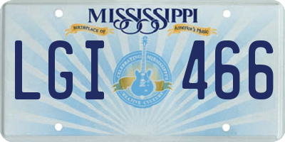 MS license plate LGI466