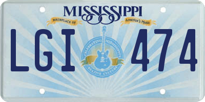 MS license plate LGI474