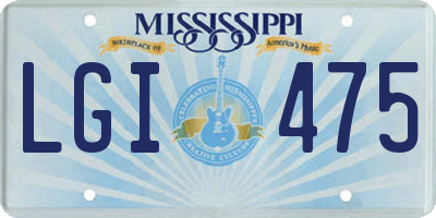 MS license plate LGI475