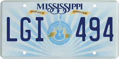 MS license plate LGI494