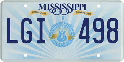 MS license plate LGI498