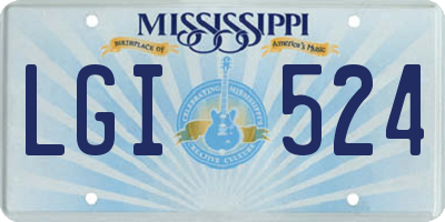 MS license plate LGI524