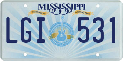 MS license plate LGI531