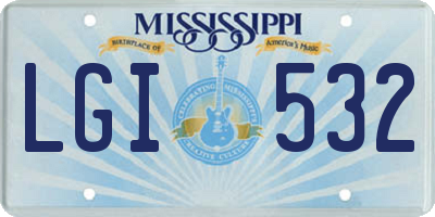 MS license plate LGI532
