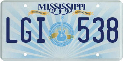 MS license plate LGI538