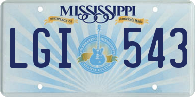 MS license plate LGI543