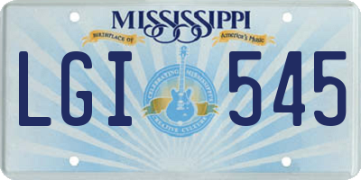 MS license plate LGI545