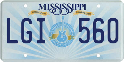 MS license plate LGI560
