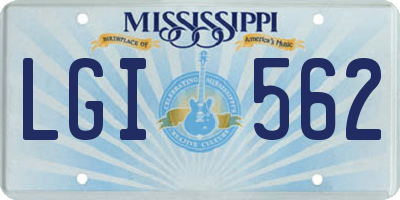 MS license plate LGI562