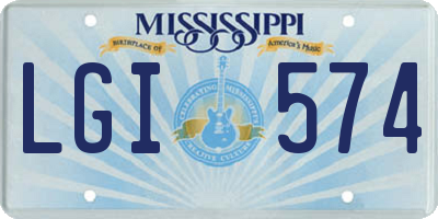 MS license plate LGI574