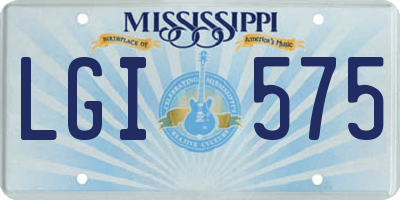 MS license plate LGI575