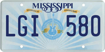 MS license plate LGI580