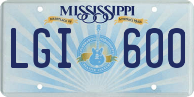 MS license plate LGI600