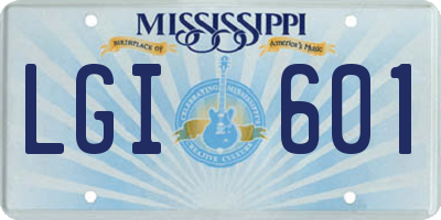 MS license plate LGI601