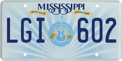 MS license plate LGI602