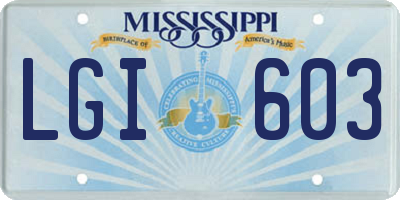 MS license plate LGI603