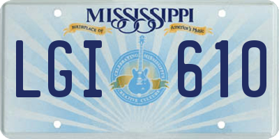 MS license plate LGI610