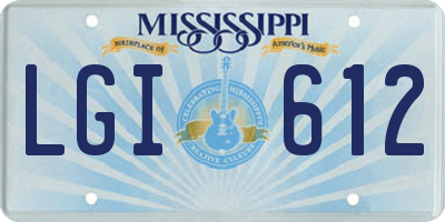 MS license plate LGI612