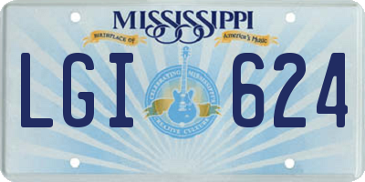 MS license plate LGI624
