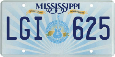 MS license plate LGI625