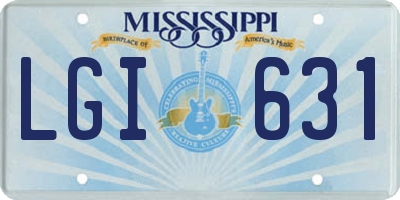 MS license plate LGI631
