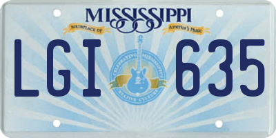 MS license plate LGI635