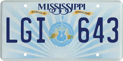 MS license plate LGI643