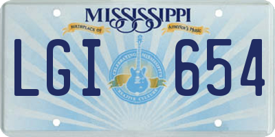 MS license plate LGI654