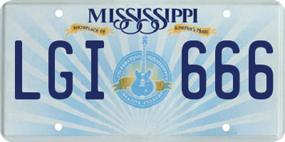 MS license plate LGI666