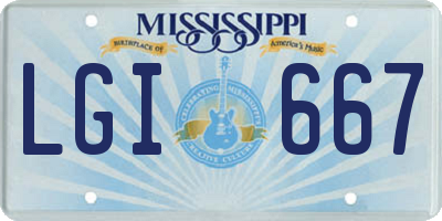 MS license plate LGI667