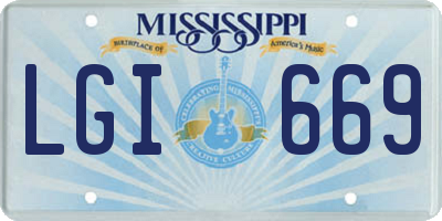 MS license plate LGI669