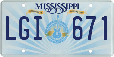 MS license plate LGI671