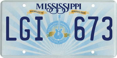 MS license plate LGI673