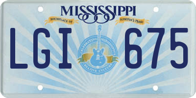 MS license plate LGI675